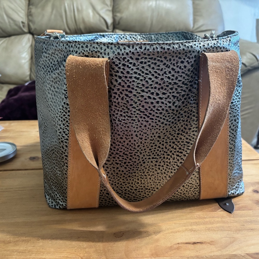 Consuela Leopard Print Tote with Tan Straps